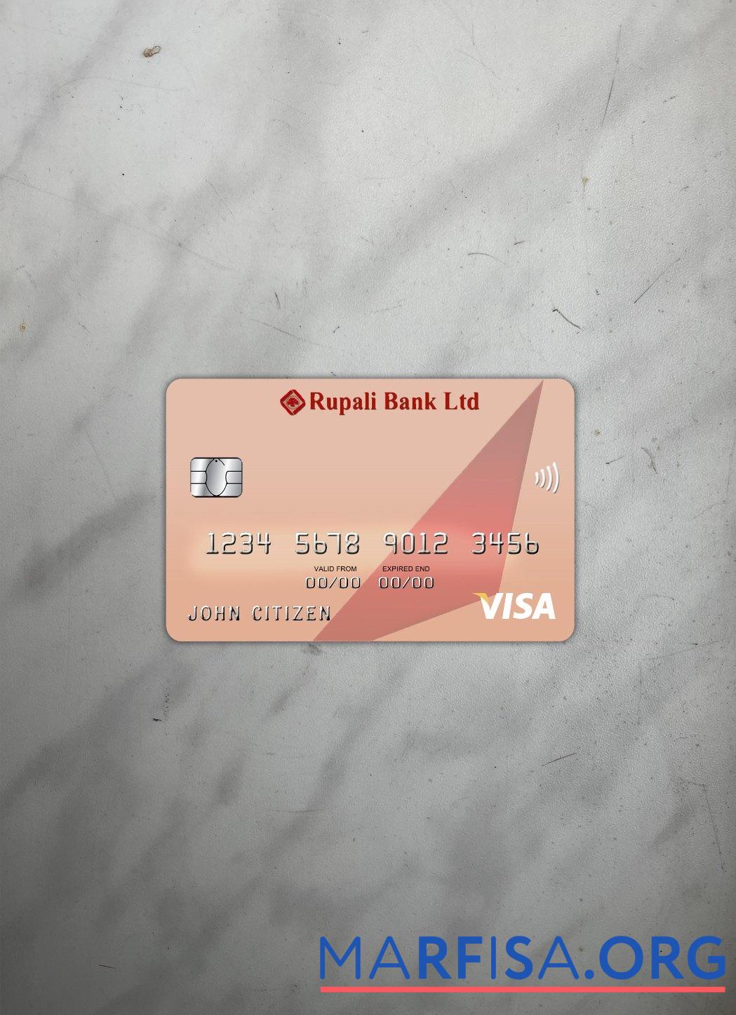 Blank Bangladesh Rupali bank visa card photolook front real example